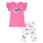 Younger Girls Pink & White Leggings Set, 1, hi-res