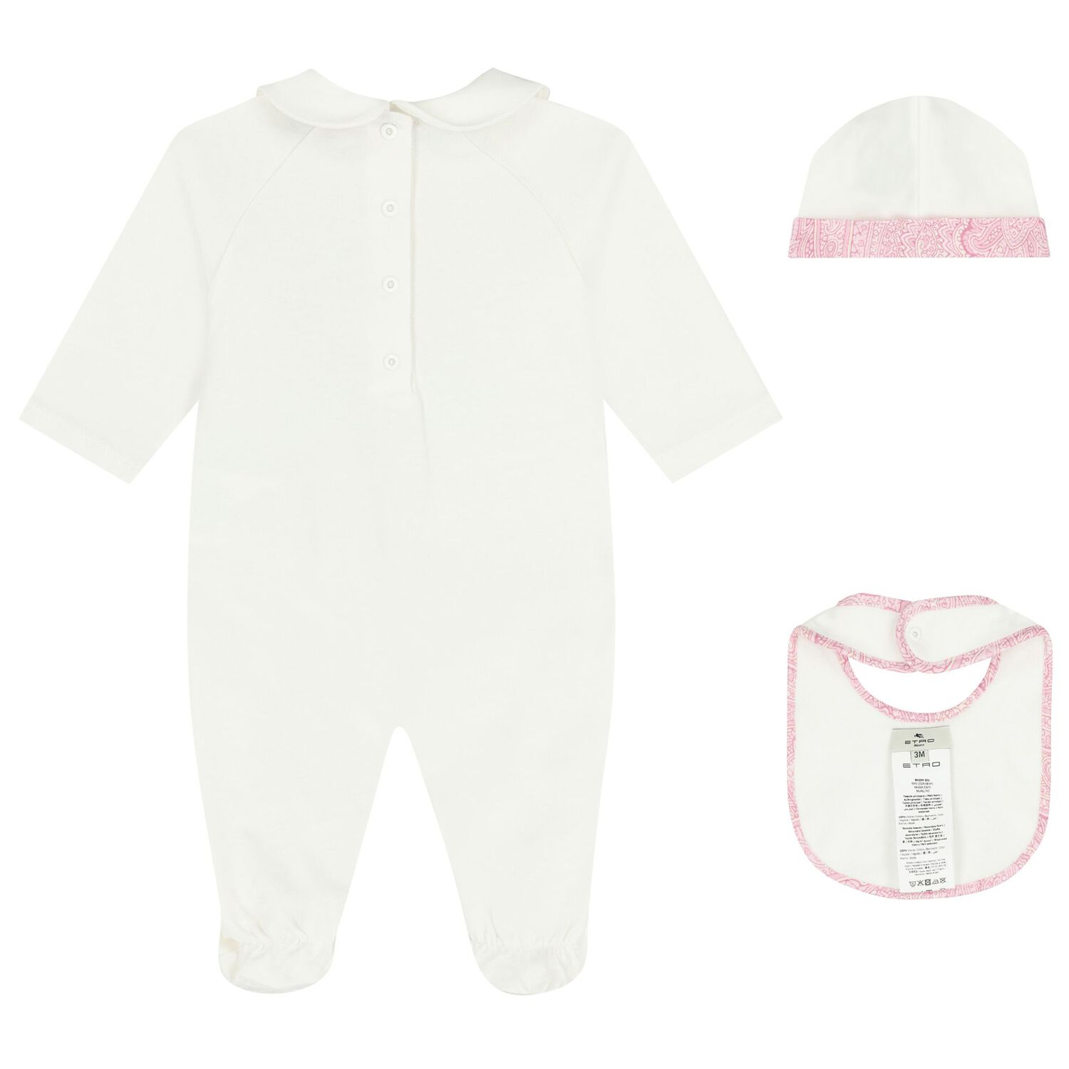Baby Girls White & Pink Paisley Babygrow Gift Set, 2, hi-res