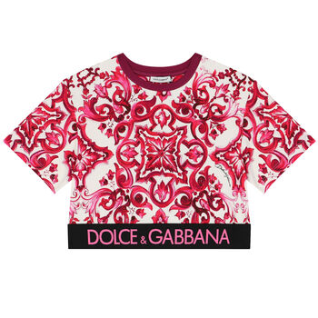 Girls Ivory & Pink Majolica T-Shirt