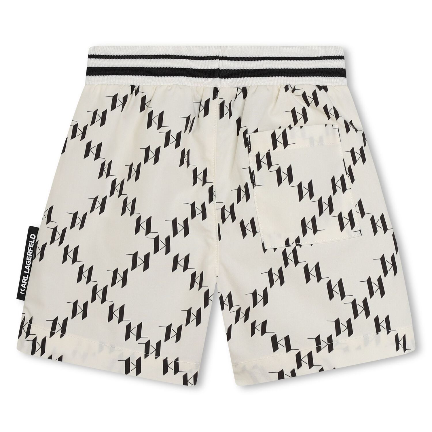 Younger Boys Ivory & Black Monogram Logo Shorts Set, 1, hi-res