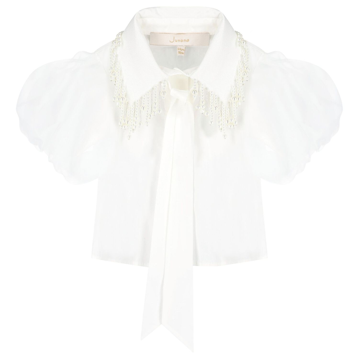 Girls White Pearls Tulle Skirt Set, 1, hi-res image number null