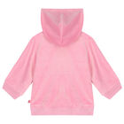 Younger Girls Pink Sequins Hooded Zip Up Top, 1, hi-res