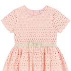 Girls Pink Broderie Anglaise Dress, 1, hi-res