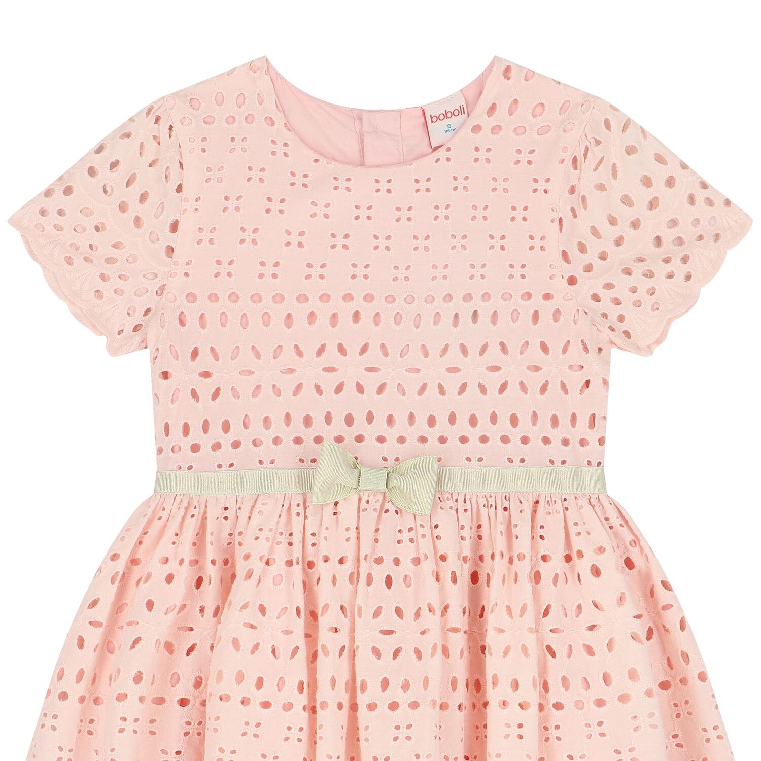 Girls Pink Broderie Anglaise Dress, 1, hi-res