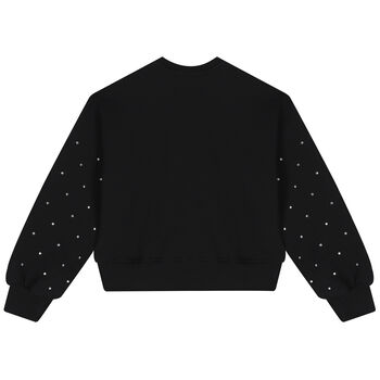 Girls Black Logo Embellished Sweatshirt