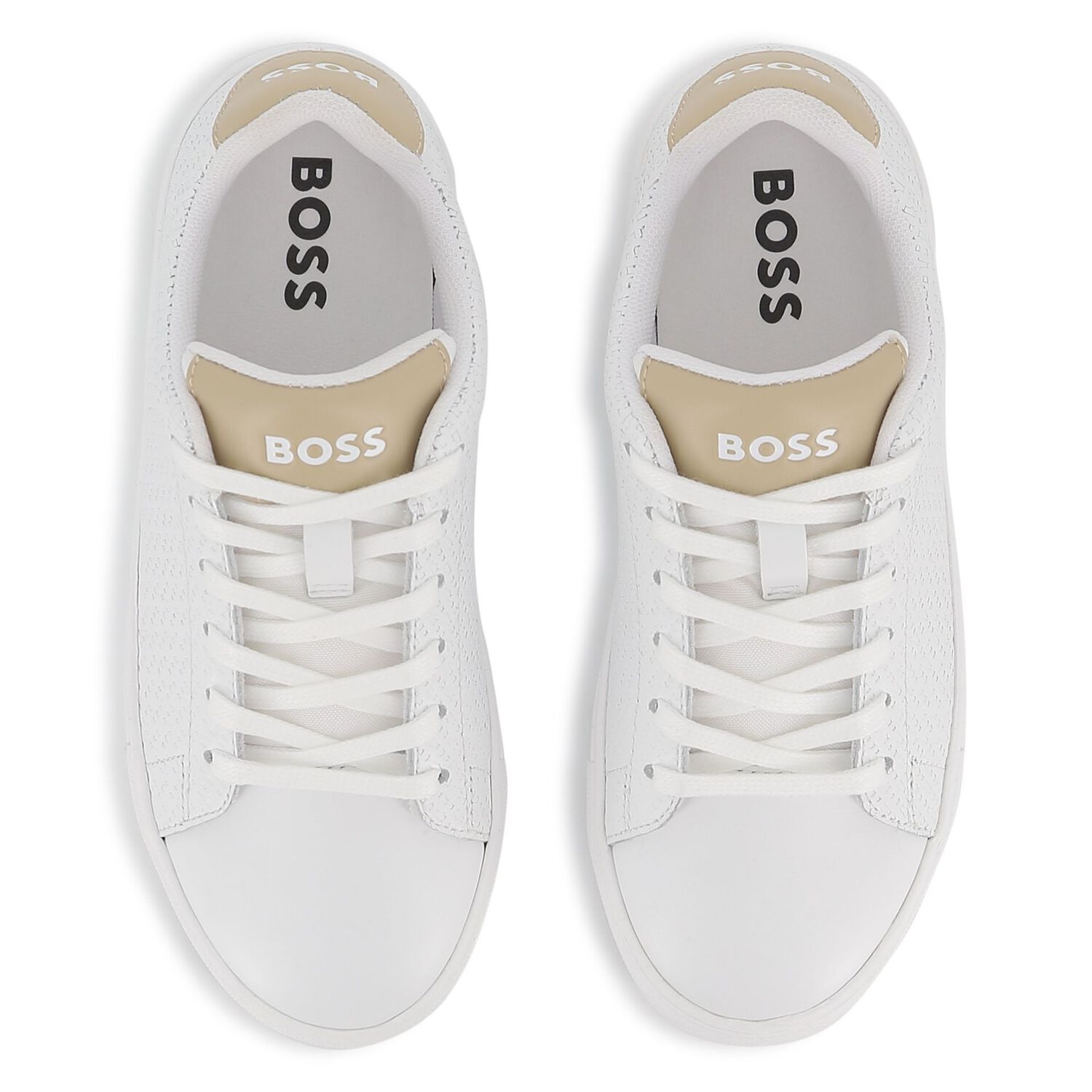Boys White Logo Trainers, 1, hi-res