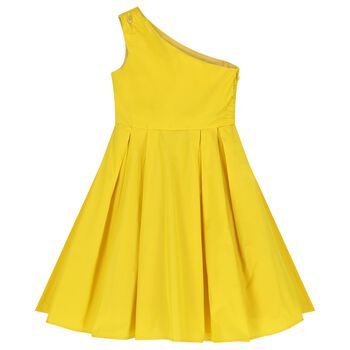 Girls Yellow One Shoulder Dress