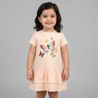 Younger Girls Pink Butterflies Logo Dress, 2, hi-res