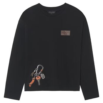 Boys Black Keyring Long Sleeve Top