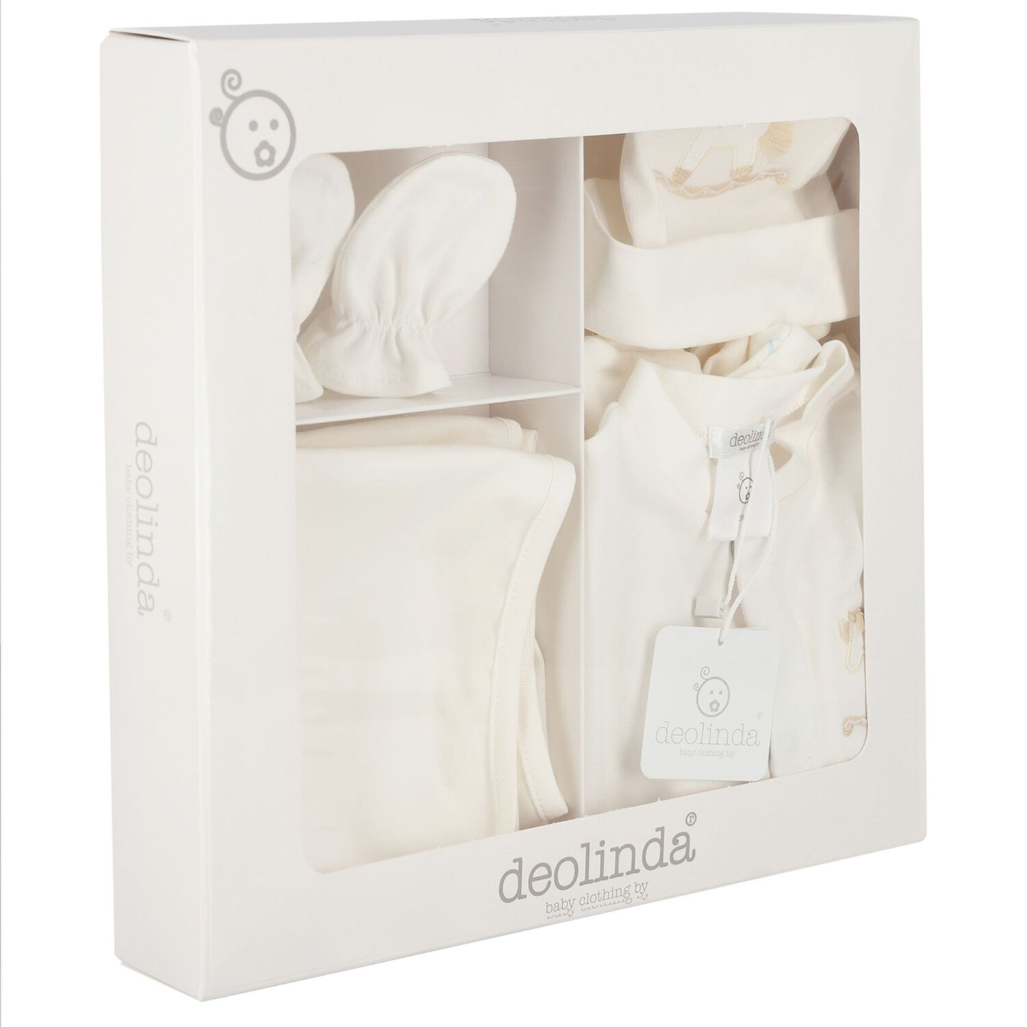 Baby Boys White Horse Babygrow Gift Set, 2, hi-res