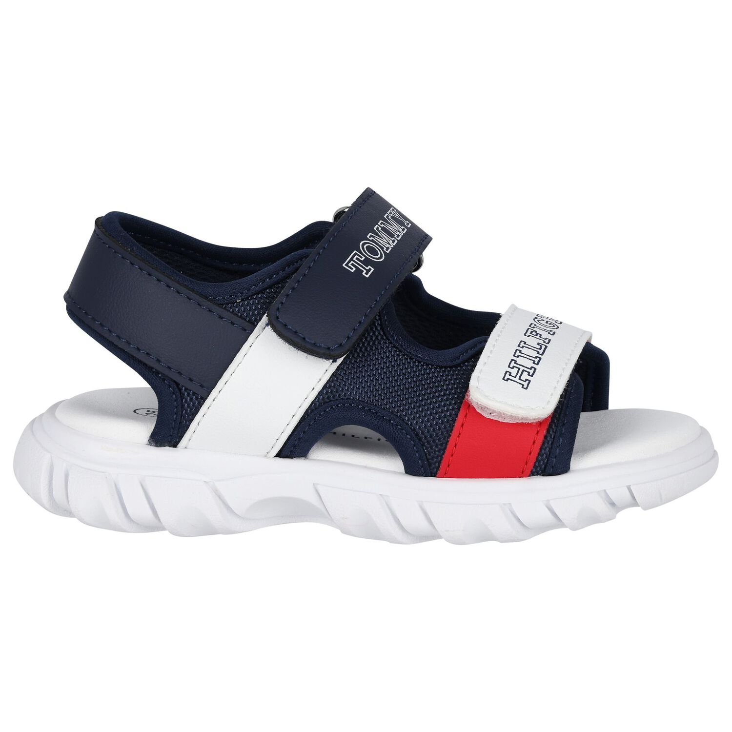 Boys White, Blue & Red Logo Sandals, 2, hi-res image number null