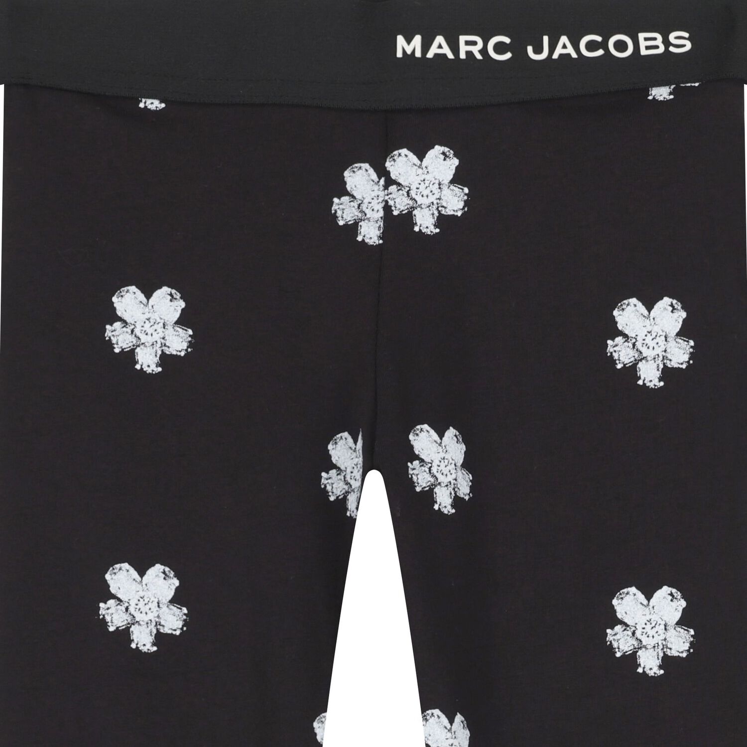 بنطال ضيق أسود مزين بالزهور للبنات, 1, hi-res