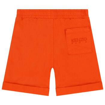 Boys Orange Logo Shorts