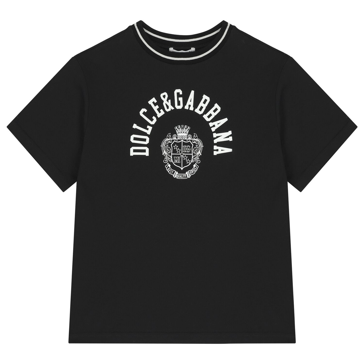 قميص أسود بشعار للأولاد, 1, hi-res