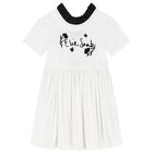 Girls White Logo Floral Dress, 1, hi-res