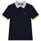 Boys Navy Blue Logo Polo Shirt, 1, hi-res