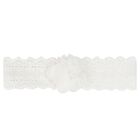 طقم بنات ربطة رأس و جوارب باللون العاجي, 1, hi-res