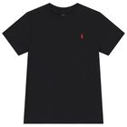 Boys Black Logo T-Shirt, 1, hi-res