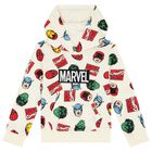 Boys Ivory Marvel Hooded Top, 1, hi-res