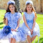 Girls Blue Ruffle Dress, 1, hi-res