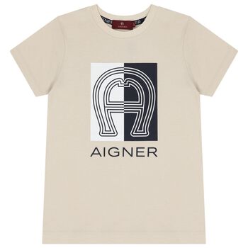 Boys Beige Logo T-Shirt