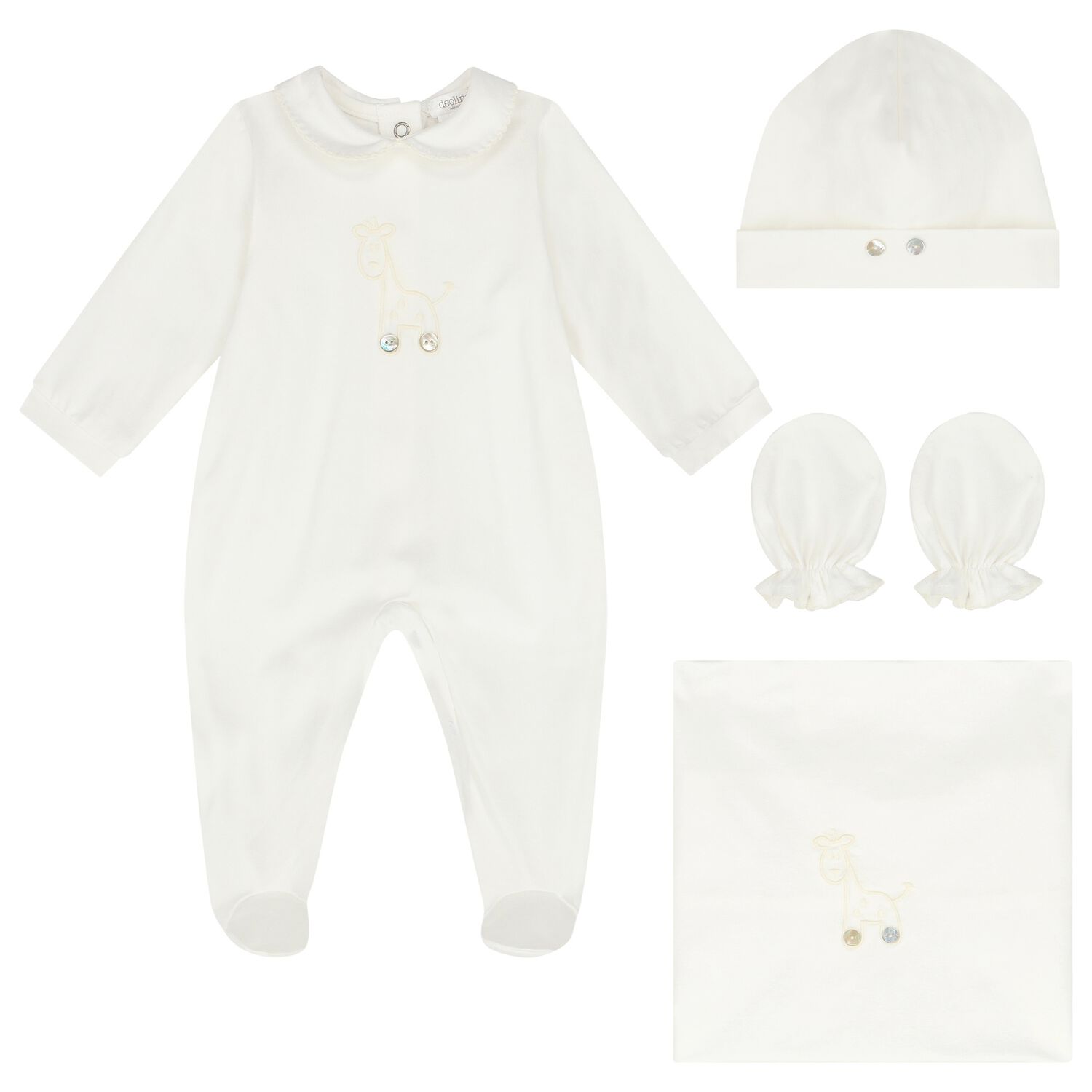 White Giraffe Babygrow Gift Set, 3, hi-res