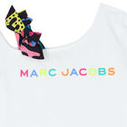 تيشيرت غير متماثل بالشعار باللون الابيض للبنات, 1, hi-res