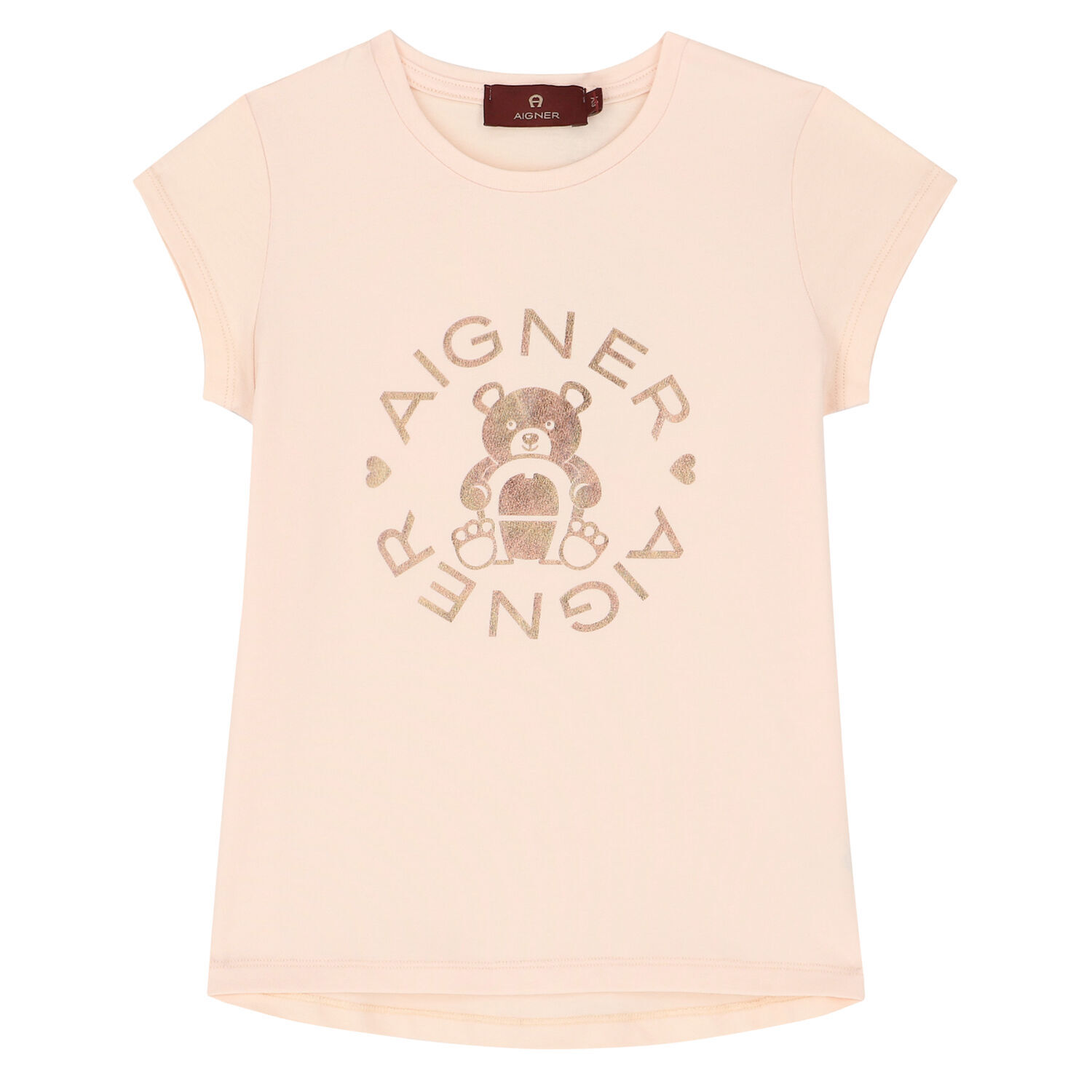 Girls Pink Bear Logo T-Shirt, 3, hi-res