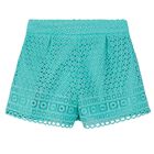 Girls Aqua Lace Shorts, 2, hi-res
