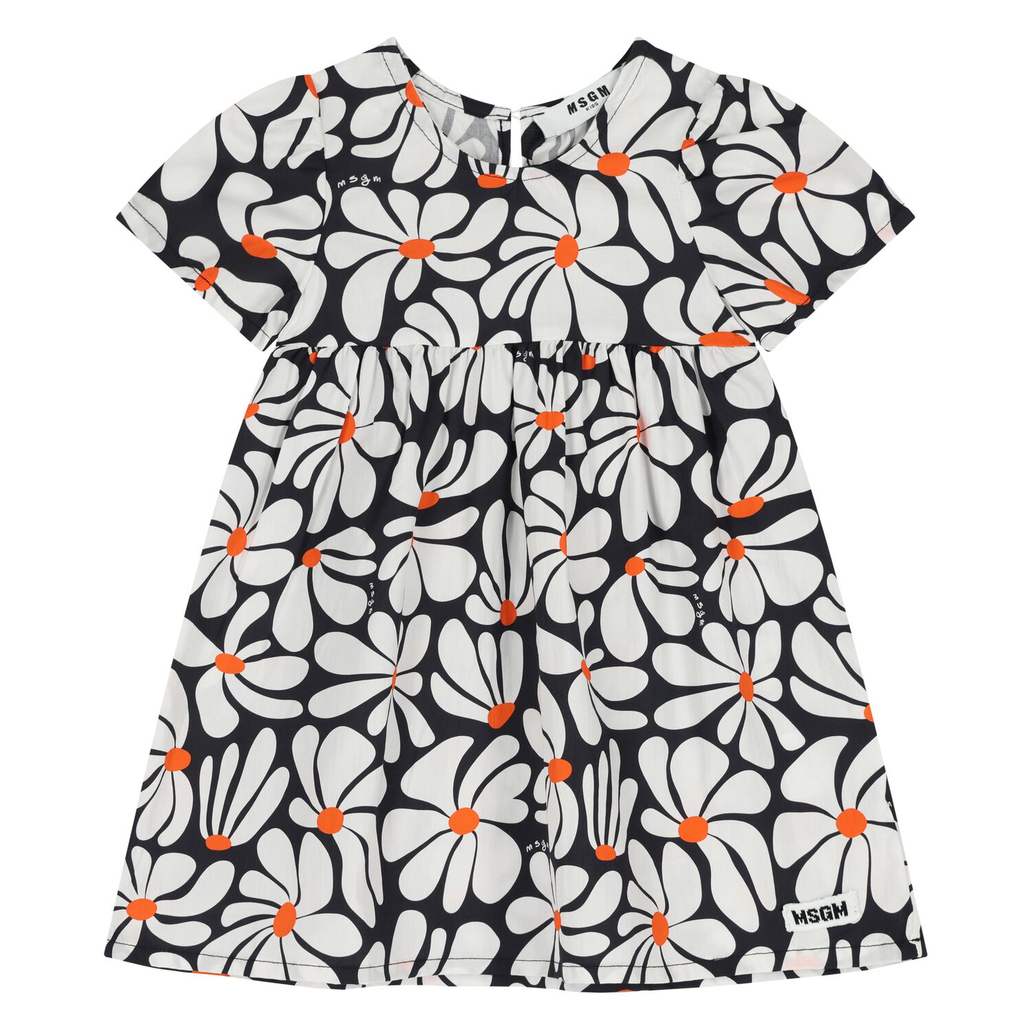Younger Girls Navy Blue & White Floral Dress, 1, hi-res