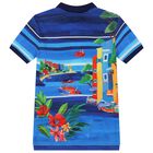 تيشيرت بولو أولاد بالشعار باللون الأزرق, 1, hi-res