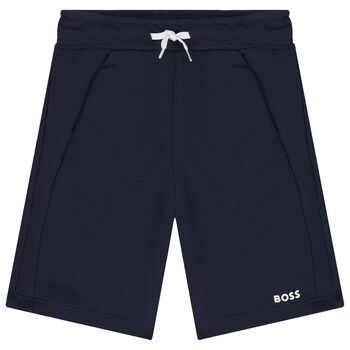 Boys Navy Blue Logo Shorts