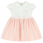 Baby Girls White & Pink FF Logo Dress, 1, hi-res