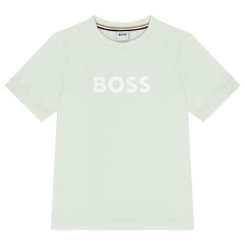 Boys Mini Me Green Logo T-Shirt