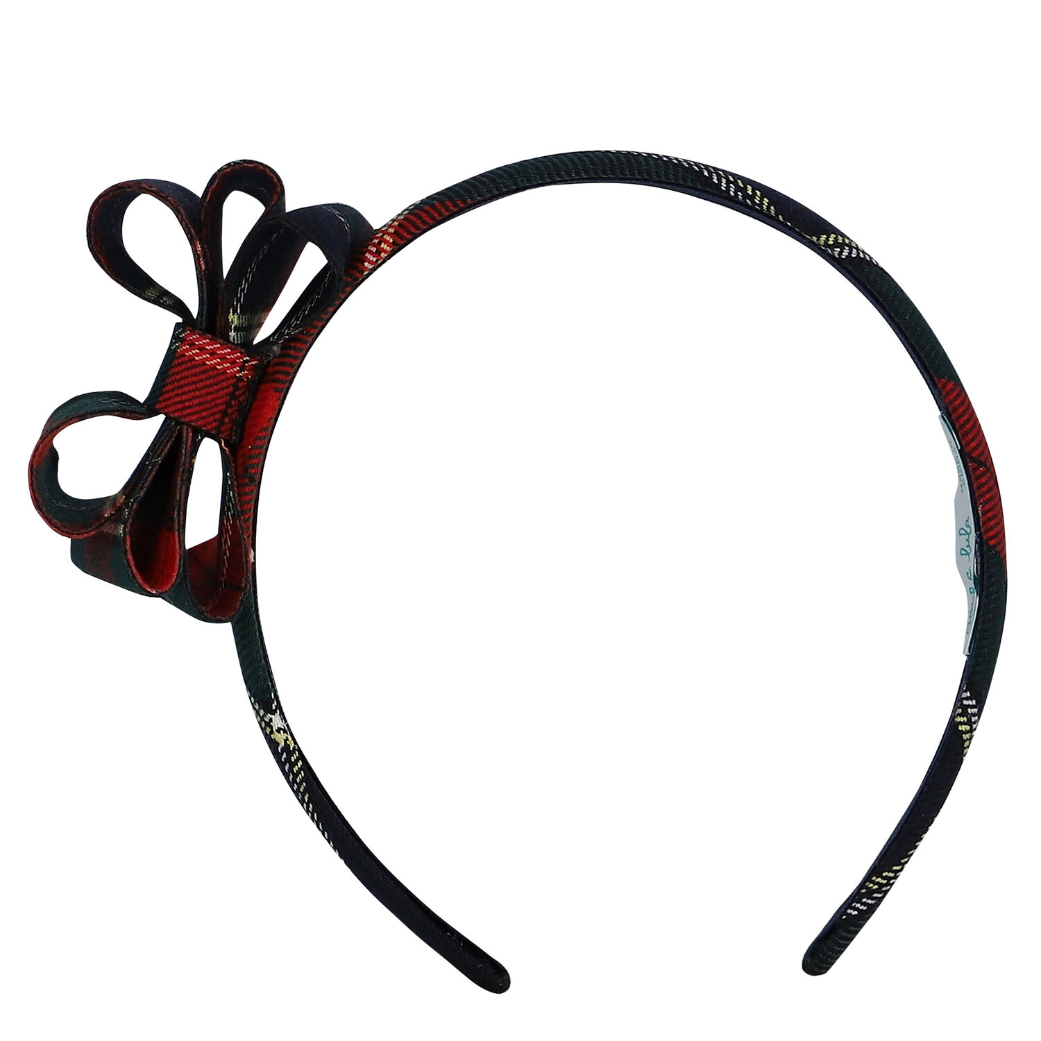 طوق شعر بنات تارتان باللون الكحلى والأحمر, 1, hi-res