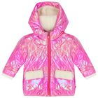Younger Girls Pink Hearts Quilted Jacket, 1, hi-res
