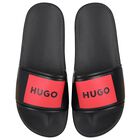 Boys Black Logo Sliders, 1, hi-res