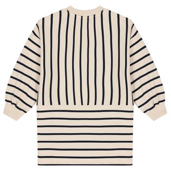 Girls Ivory & Black Tiger Logo Dress