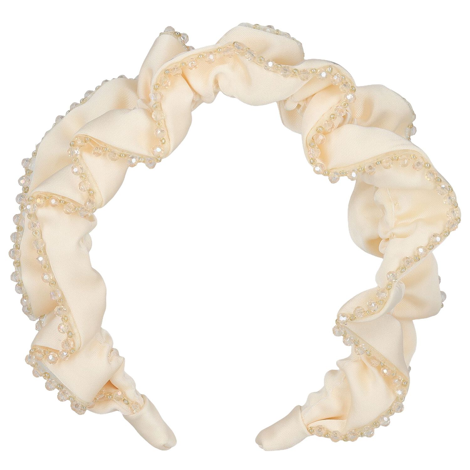 Girls Beige Lavinia Beaded Headband, 4, hi-res