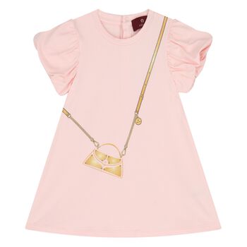 Younger Girls Pink Bag Logo Dress