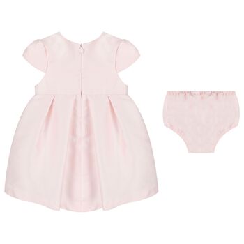 Baby Girls Pink Flower Satin Dress Set