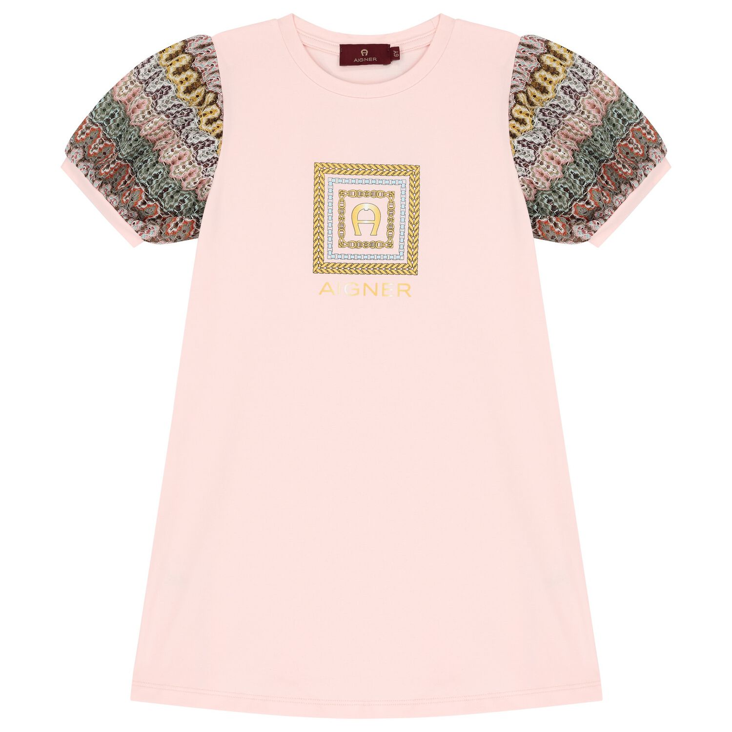 فستان بنات بالشعار باللون الوردي , 4, hi-res