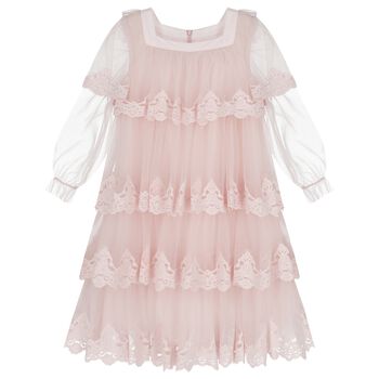 Girls Pink Tiered Tulle Dress