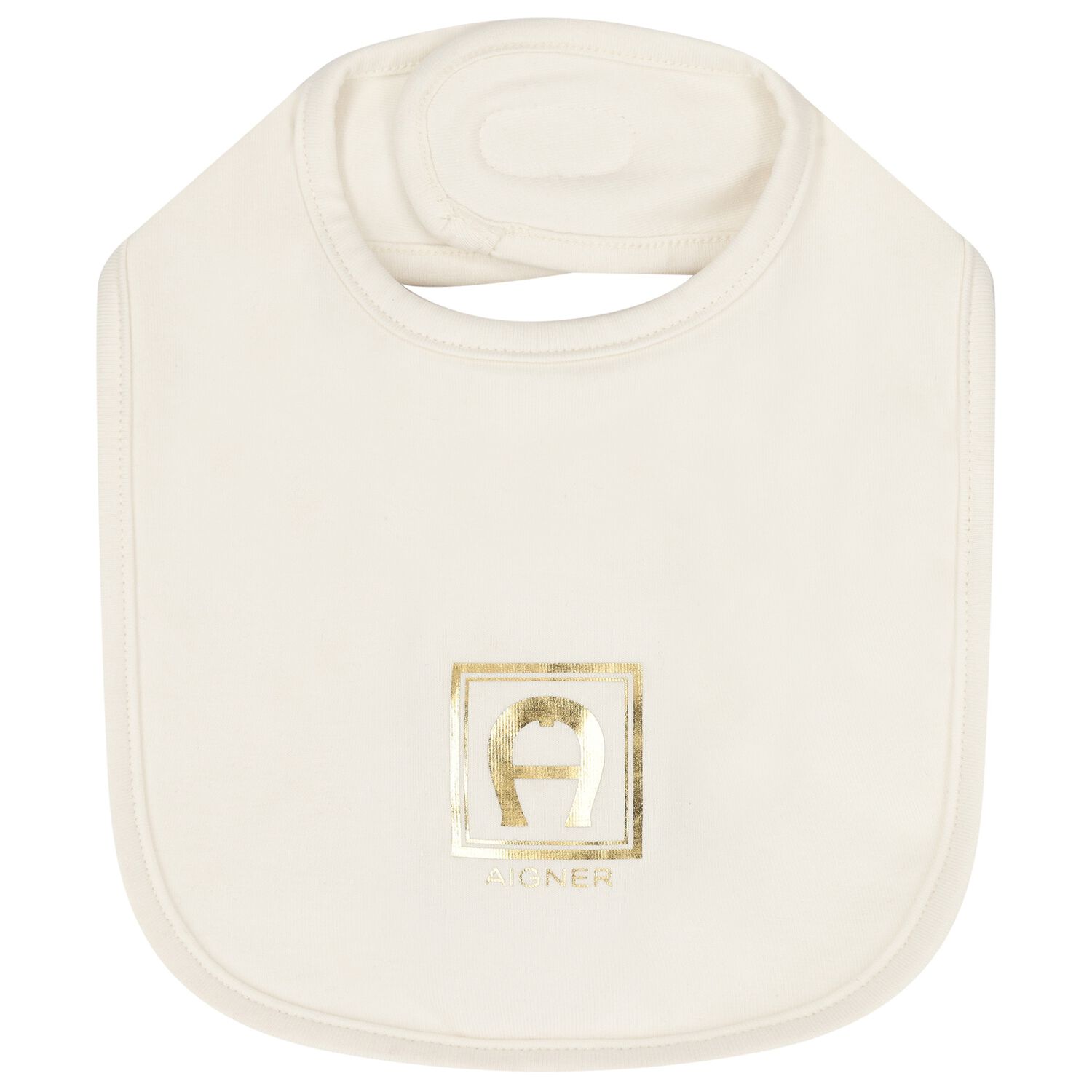 Ivory & Gold Logo Baby Bib, 1, hi-res