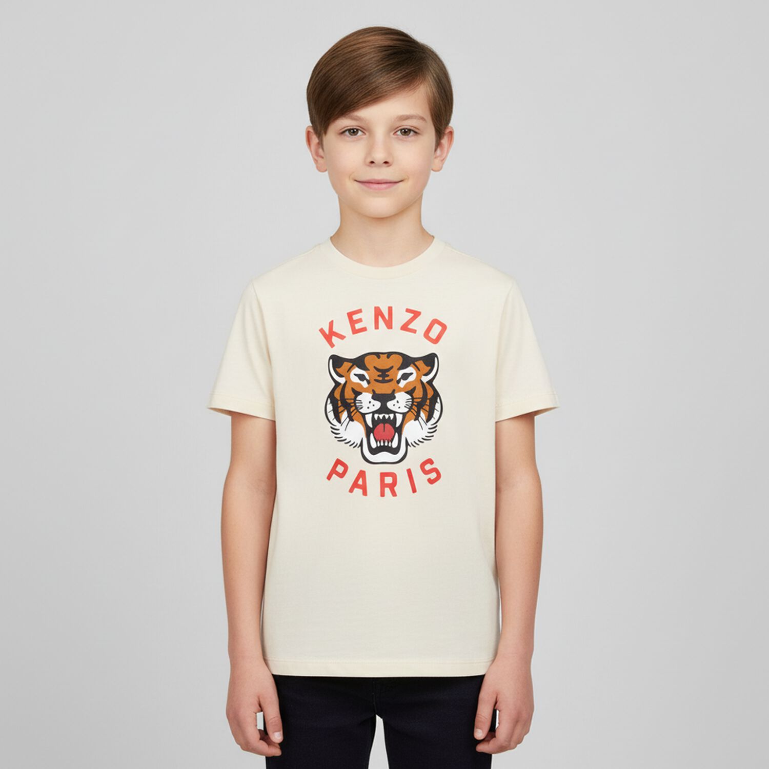 Ivory Lucky Tiger Logo T-Shirt, 2, hi-res