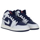 Blue & Grey Air Jordan 1 Mid Trainers, 4, hi-res