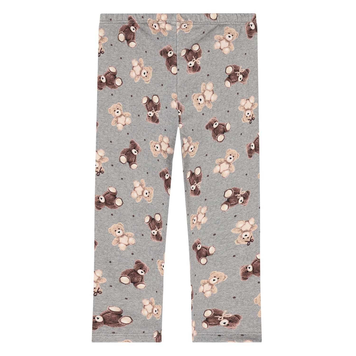 Younger Girls Grey Teddy Bear Leggings, 1, hi-res