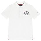 Boys White Logo Polo Shirt, 1, hi-res