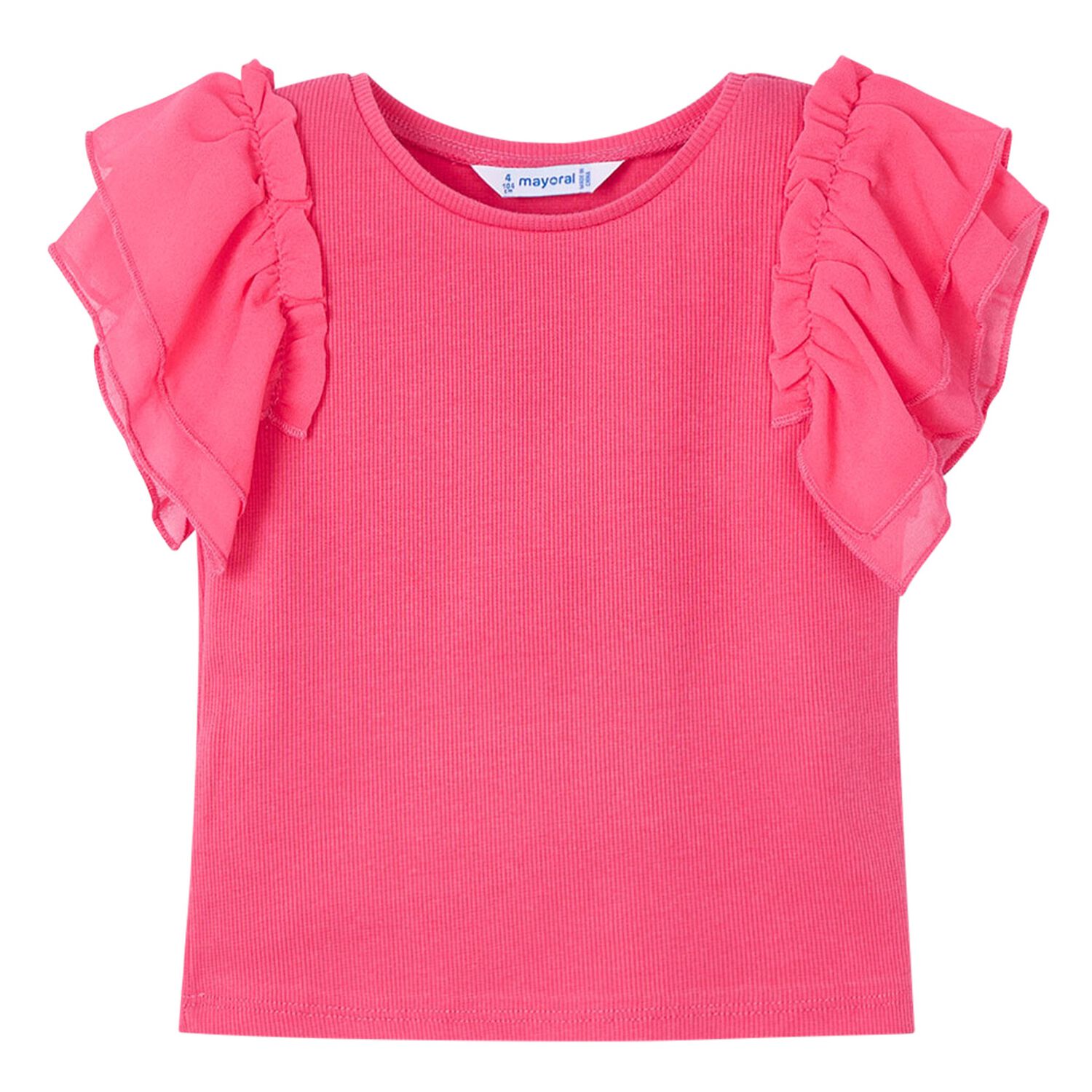 Girls Pink Flutter Sleeve Top, 4, hi-res image number null