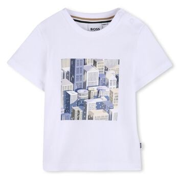 Younger Boys White Building Logo T-Shirt